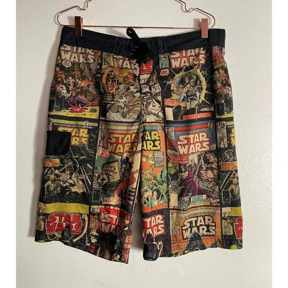 Star Wars Mens Classic Character Boardshort Drawstring Swim Wear Multicolor Sz L - Picture 1 of 8